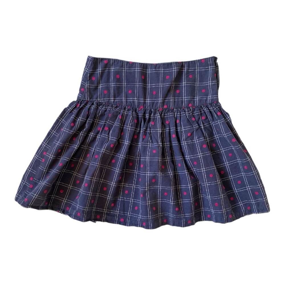 VINTAGE 90s ESPRIT Skirt Dress Cotton Floral Navy Blue Pink 11 zip